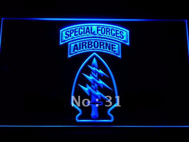 US Army Special Forces Air Borne LED Neon Sign USB - Blue - TheLedHeroes