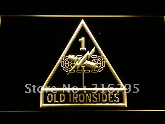 US Army 1st First Armored Division LED Neon Sign USB - Yellow - TheLedHeroes