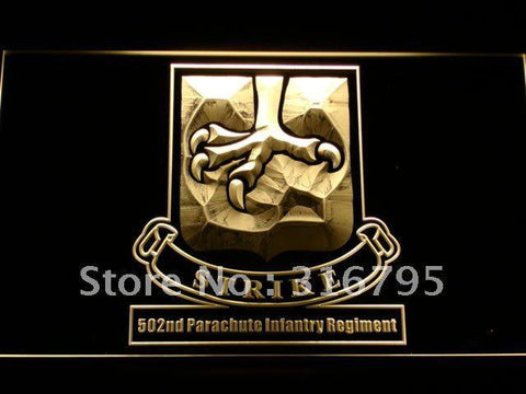 502nd Parachute Infantry Army LED Neon Sign USB - Yellow - TheLedHeroes