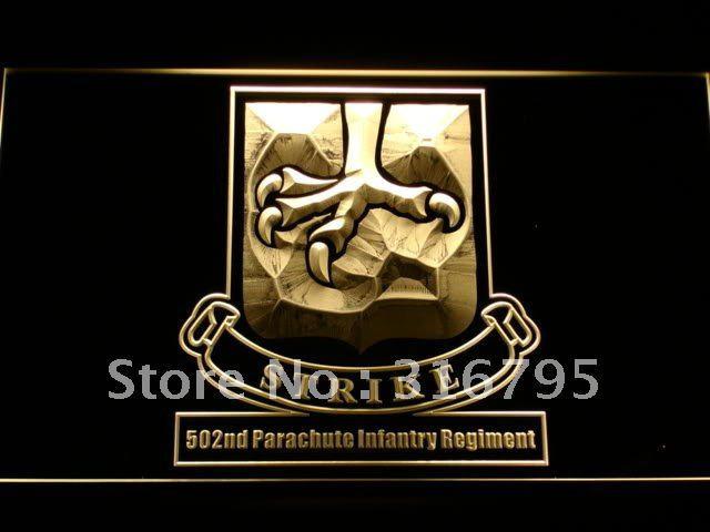 502nd Parachute Infantry Army LED Neon Sign Electrical - Yellow - TheLedHeroes