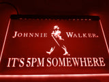 Johnnie Walker It's 5pm Somewhere LED Neon Sign USB - Red - TheLedHeroes