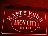 Iron City Beer Happy Hour LED Neon Sign USB - Red - TheLedHeroes