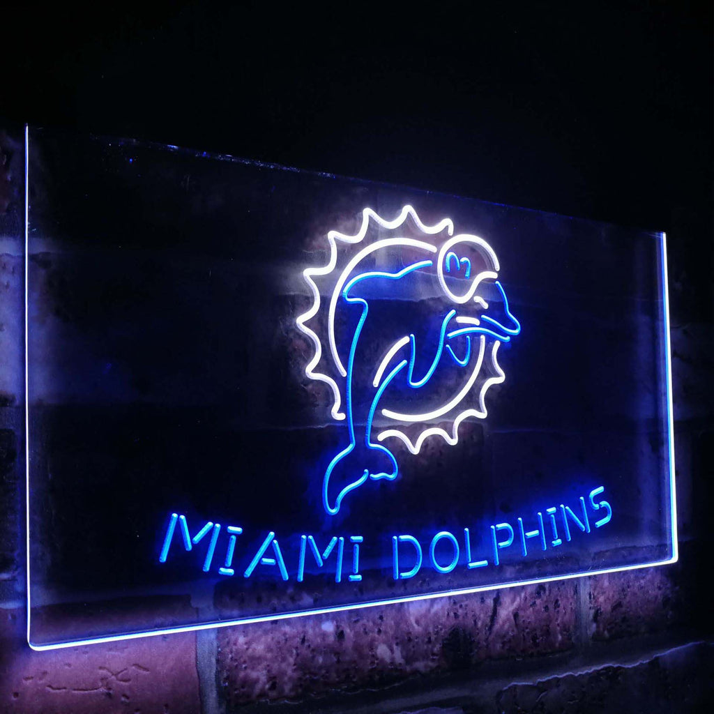 Miami Dolphins Dual Color Led Sign - Normal Size (12x8.5in) - TheLedHeroes