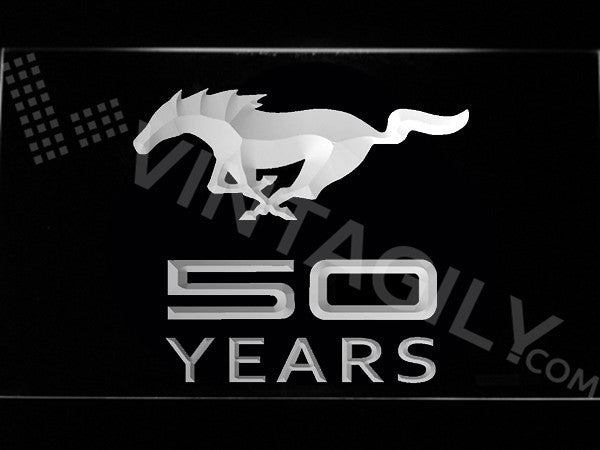 Mustang 50 Years 2 LED Sign - White - TheLedHeroes