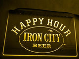 Iron City Beer Happy Hour LED Neon Sign USB - Yellow - TheLedHeroes